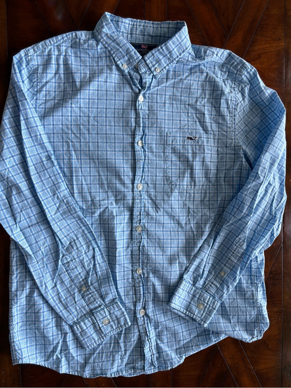 Vineyard Vines Light Blue Plaid Button-Down Shirt